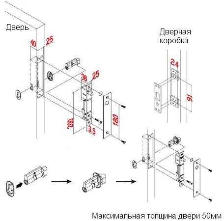 Sl 120b врезной соленоидный электромеханический замок